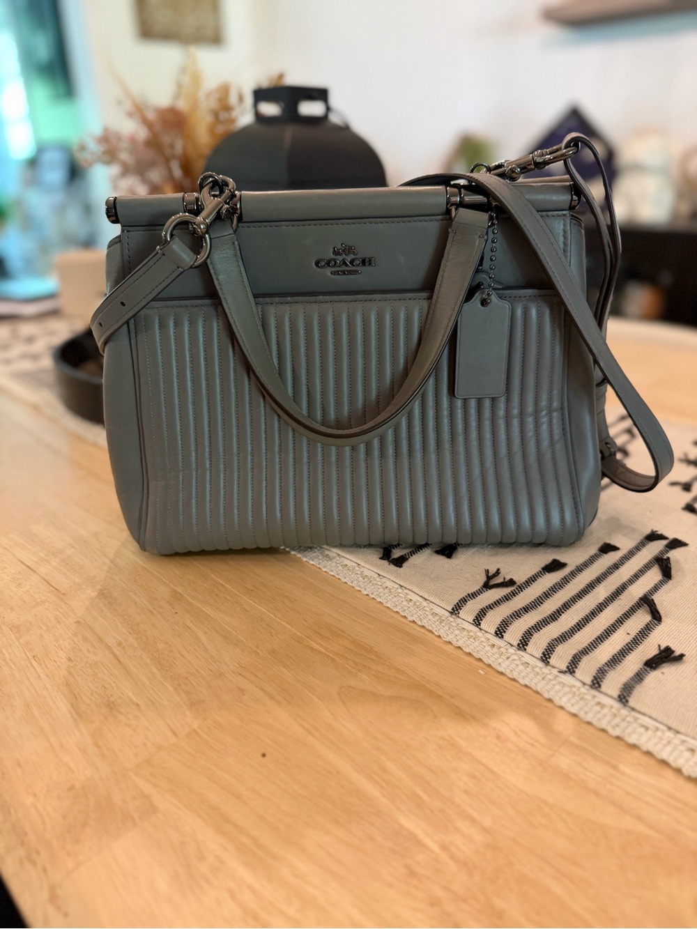 COACH Women's Gray Grace Purse Bag In Quilted Leather Satchel